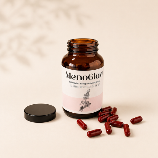 MenoGlow maisto papildas perimenopauzei ir menopauzei